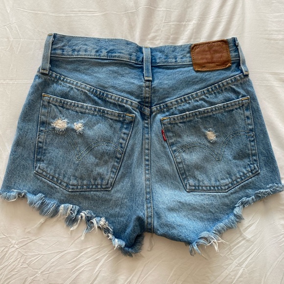Levi's Blue Distressed Jean Shorts. Very good condition. Super cute on! - Picture 2 of 4